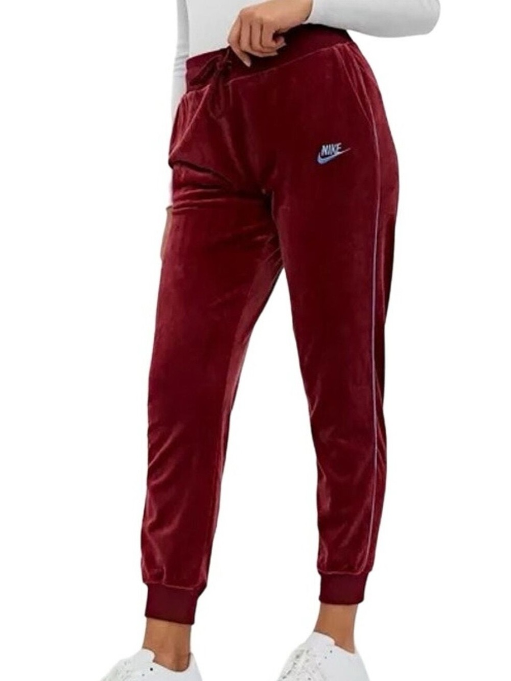 Nike Women's Maroon PLush Velour Heritage Jogger Pants M